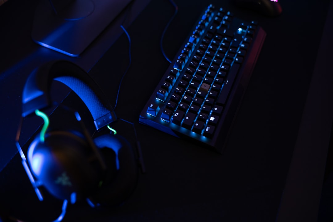 Gaming setup with RGB peripherals